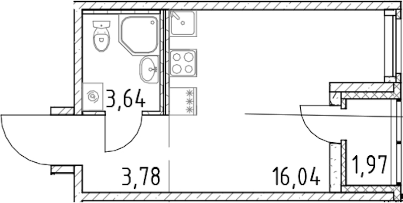 Квартира студия 23.46 м², 14/23 эт., ЖК «Город Первых»